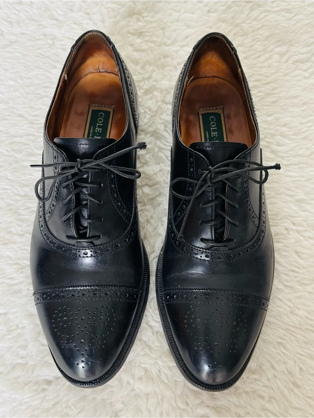 Cole Haan Black leather Lace up Oxfords Shoes size 10.5 D